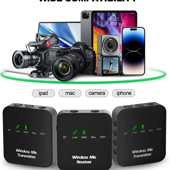 Mic (2 TX + 1 RX), Wireless Lavalier Microphone, 10-Hour Recording - Picture 6 of 7